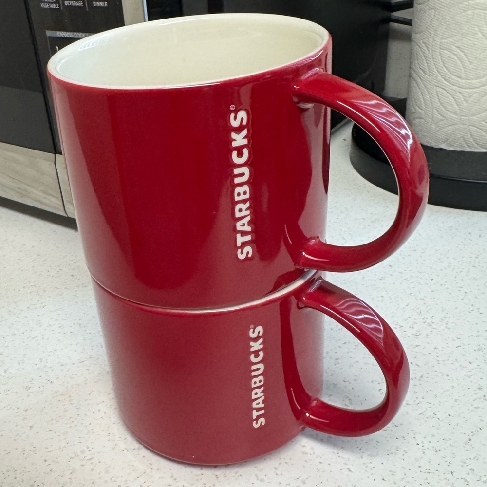 Starbucks Red Ceramic Coffee Mug Set for Kitchen